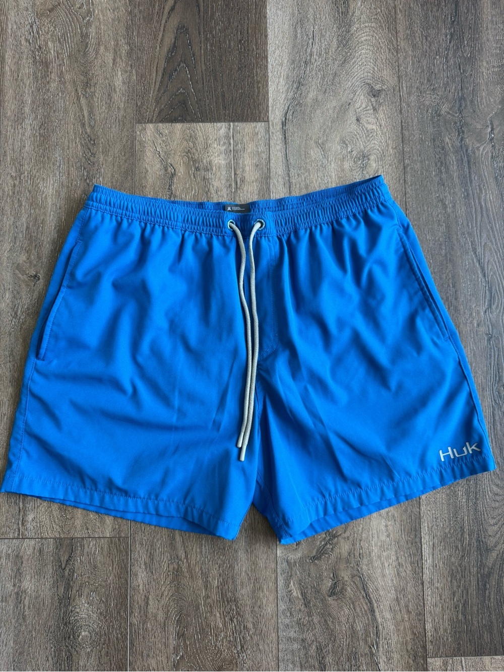 Huk Bright Blue Men's Swim Trunks with Drawstring Size Medium